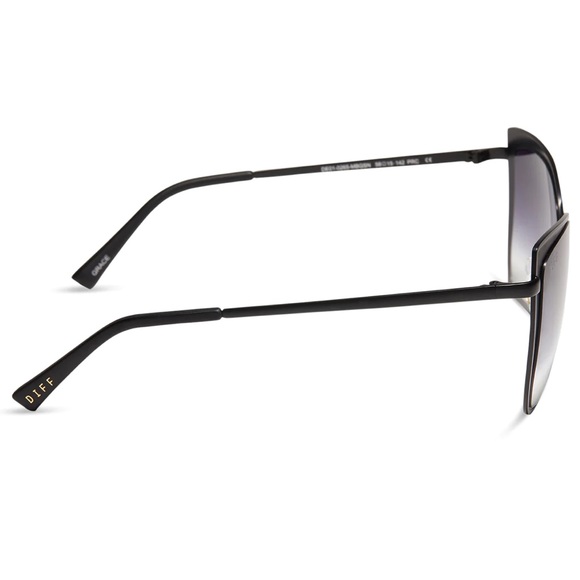DIFF Grace Sunglasses Matte Black Frame Grey Gradient Lenses Sharp Cateye NIB - Picture 6 of 8